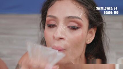 Slut Bukkake Cum Swallow